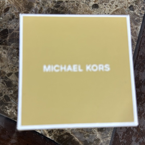 MICHAEL KORS MK Logo Yellow Gold Brass Drop Earrings Crystals MKJ8008710 +MK BOX - Picture 5 of 5